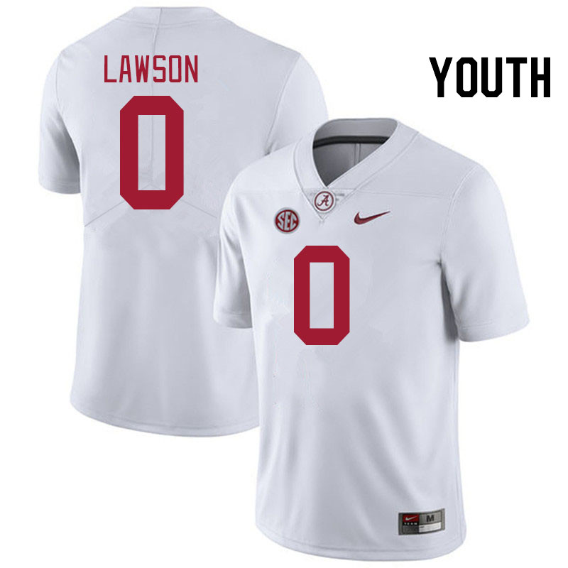 Youth #0 Deontae Lawson Alabama Crimson Tide College Football Jerseys Stitched-White